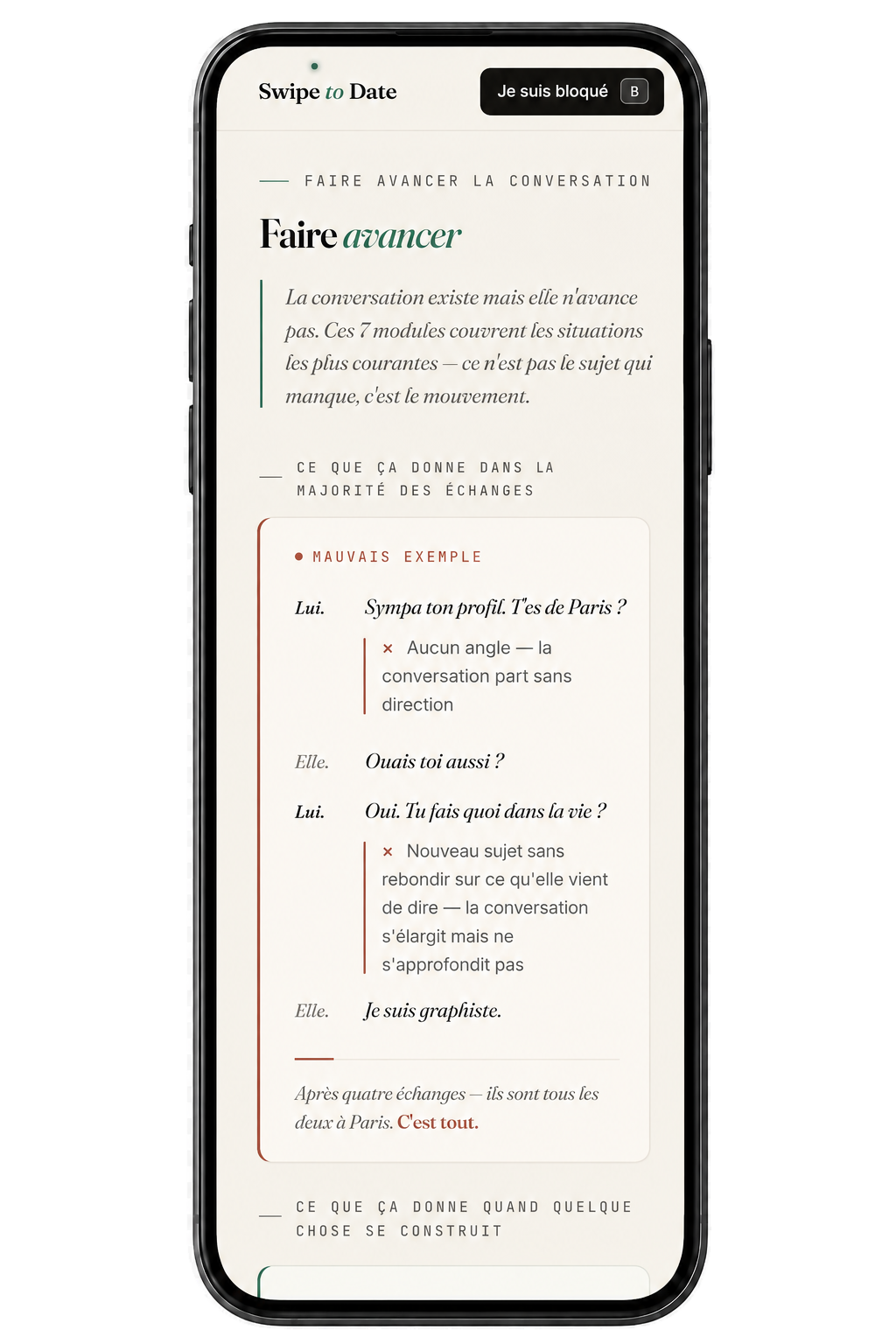 Écran — Faire avancer la conversation